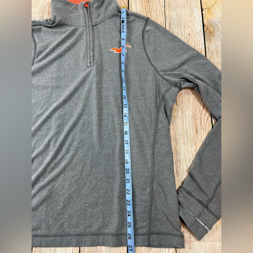 Womens Hollister Sport 1/4 Zip Pullover Shirt Grey Orange Longsleeve Size XL - Picture 6 of 9